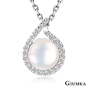 GIUMKA天然珍珠項鍊女鍊人魚的眼淚短項鏈 精鍍正白K 銀色 禮物 母親節推薦 MN22001-1 45cm 銀色白鋯