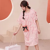 【Wonderland】愛的禮物純棉寬鬆大碼睡裙(3色) FREE 粉色