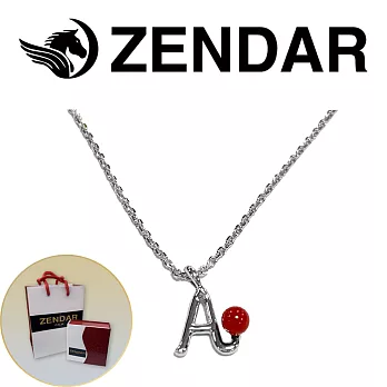 【ZENDAR】頂級天然沙丁紅珊瑚圓珠3-3.5mm字母銀色項鍊 字母A (227244)