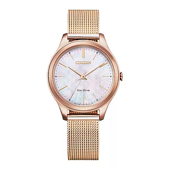CITIZEN LADY’S 法式菱格紋時尚腕錶-玫瑰金X粉