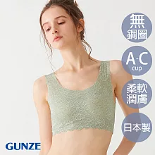 【日本GUNZE】日本製珍愛蕾絲無鋼圈內衣(TC4855-GRN) L 淺綠