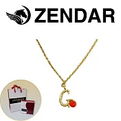 【ZENDAR】頂級天然沙丁紅珊瑚圓珠3-3.5mm字母金色項鍊 字母G (227250)