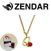 【ZENDAR】頂級天然沙丁紅珊瑚圓珠3-3.5mm字母金色項鍊 字母Q (227259)