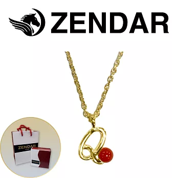 【ZENDAR】頂級天然沙丁紅珊瑚圓珠3-3.5mm字母金色項鍊 字母Q (227259)
