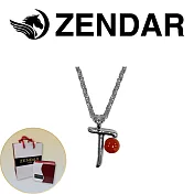 【ZENDAR】頂級天然沙丁紅珊瑚圓珠3-3.5mm字母銀色項鍊 字母T (227262)