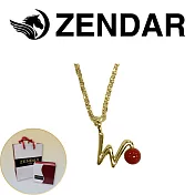 【ZENDAR】頂級天然沙丁紅珊瑚圓珠3-3.5mm字母銀色項鍊 字母W (227265)