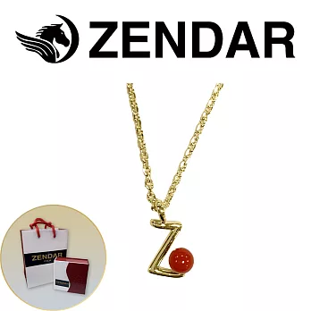 【ZENDAR】頂級天然沙丁紅珊瑚圓珠3-3.5mm字母金色項鍊 字母Z (227268)