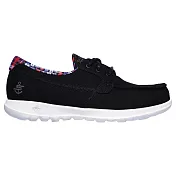 Skechers Go Walk Lite [136062BLK] 女 健走鞋 馬克縫帆船鞋 格紋 輕量 舒適 日常 黑