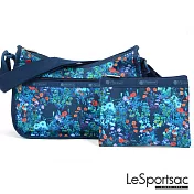 LeSportsac - Standard 側背水餃包/流浪包-附化妝包 (螢光藍花)