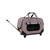 摩達客-氣質型可折疊多功能大型寵物拉桿箱籠 (灰棕色款/萬向四輪/可拆式拉桿拖板)13KG內貓狗適用 寵物外出旅行箱 灰棕色