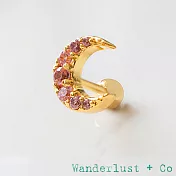 Wanderlust+Co 澳洲品牌 粉紅鑽月亮耳環 金色耳骨耳環 Crescent Diamante