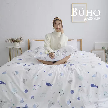《BUHO》雙人加大三件式床包枕套組 《自由藍語》