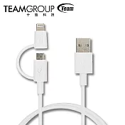 Team十銓科技 MFi認證 Lightning & Micro USB 2合1傳輸充電線 TWC02 樸素白