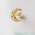 Wanderlust+Co 澳洲品牌 透明白鑽月亮耳環 金色耳骨耳環 Crescent Diamante