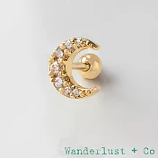 Wanderlust+Co 澳洲品牌 透明白鑽月亮耳環 金色耳骨耳環 Crescent Diamante