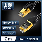 山澤 Cat.7極速10Gbps傳輸雙遮蔽抗干擾工程佈線網路線 黑/2M