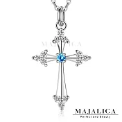 Majalica 純銀項鍊 十字架系列 聖潔十字 925純銀項鏈 PN8071 45cm 藍鋯