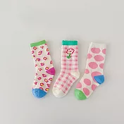 兒童中筒襪 (三入一組)1088春天花花-A款粉 M號