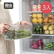 【日本霜山】窄型廚房冰箱PET蔬果生鮮收納盒(附蓋)-3入