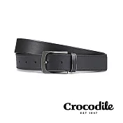 【Crocodile】鱷魚皮件 真皮皮帶 質感壓紋 打洞休閒皮帶 紳士皮帶 0101-52010-01 38 黑色
