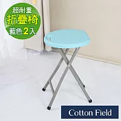 棉花田【海爾】多功能加強型耐重折疊圓凳(二件組) 藍色