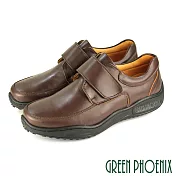 【GREEN PHOENIX】男 商務皮鞋 休閒皮鞋 通勤 全真皮 專利氣墊 台灣製 EU40 咖啡色