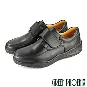 【GREEN PHOENIX】男 商務皮鞋 休閒皮鞋 通勤 全真皮 專利氣墊 台灣製 EU39 黑色