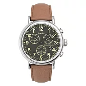 【TIMEX】天美時 復刻系列 三眼計時手錶 (橄欖綠x棕 TXTW2V27500)