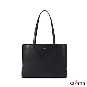 satana - Leather 心革調經典托特包- 黑色