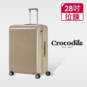 【Crocodile】鱷魚皮件 PC霧面拉鍊箱 商務行李箱 28吋旅行箱 可擴充 含TSA鎖-0111-07228-08 麥穗金