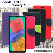 三星 Samsung Galaxy M33 5G   經典書本雙色磁釦側翻可站立皮套 手機殼 可插卡 可站立 側掀皮套 黑色