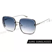 【SUNS】時尚潮流漸層太陽眼鏡 質感金屬方框墨鏡 檢驗合格 抗UV400 銀框漸層綠灰