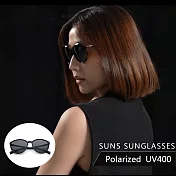 【SUNS】Polarized時尚簡約偏光太陽眼鏡 超輕量僅18g 男女適用 防眩光 抗UV400 黑框