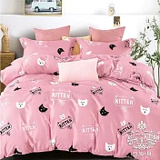 【AGAPE亞加．貝】台灣製《多款任選》舒柔棉 雙人5x6.2尺 三件式薄床包組(百貨專櫃精品) 5尺 粉紅小貓