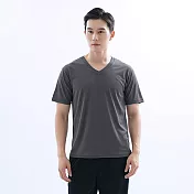 【遊遍天下】MIT男款透氣吸排抗UV吸排運動V領衫(GS2014) M 深灰