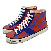 Royal elastics 休閒鞋 Zone HI 男鞋 藍 紅 鞋帶款 花紋 動物紋 高筒 帆布鞋 #DAMUR 00921225