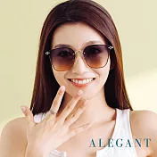 【ALEGANT】韓式浪漫星漾山梨綠漸層貓眼鑲嵌波圓裝飾金框墨鏡/UV400太陽眼鏡