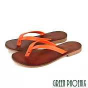【GREEN PHOENIX】女 拖鞋 手工製 人字 夾腳 平底 台灣製 EU36 橙色