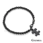 GIUMKA 鋼式手鍊尋找真愛拼圖手鏈串珠手飾 男女情人手鍊 單個價格 MH08001 20 黑色寬版拼圖款