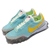 Nike 休閒鞋 Waffle Racer Crater 藍 黃 回收材質 海外限定 女鞋 CT1983-400