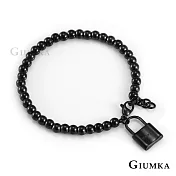 GIUMKA 鋼飾手鍊愛情枷鎖手鏈串珠手飾 男女情人手鍊 MH08002 19 黑色寬版鎖頭款