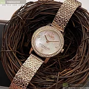 COACH蔻馳精品錶,編號：CH00110,22mm圓形香檳金精鋼錶殼白色貝母錶盤不規則米蘭錶帶香檳金錶帶