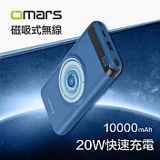 【Omars】20W磁吸式無線行動電源 (PD+QC3.0快充 10000mAh) 地球藍