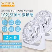 【WISER精選】10吋旋風式循環扇/空調電風扇/壁扇/掛扇(立/掛兩用)-2入組