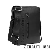 【Cerruti 1881】頂級義大利小牛皮斜背包 JASON系列(黑色 CEBO05332M)