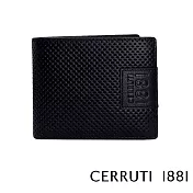 【Cerruti 1881】頂級義大利小牛皮4卡零錢袋短夾 KLAUS系列(黑色 CEPU05540M)