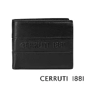【Cerruti 1881】頂級義大利小牛皮4卡零錢袋短夾 VASCO系列(黑色 CEPU05039M)