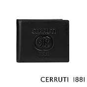 【Cerruti 1881】頂級義大利小牛皮4卡零錢袋短夾 GARY系列(黑色 CEPU05535M)