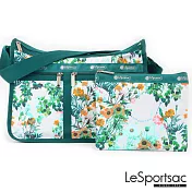 LeSportsac - Standard 雙口袋A4大書包-附化妝包 (螢光白花)
