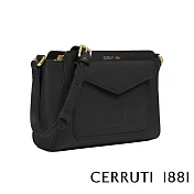 【Cerruti 1881】頂級義大利小牛皮肩背包 ADELLE系列(黑色 CEBA05269M)